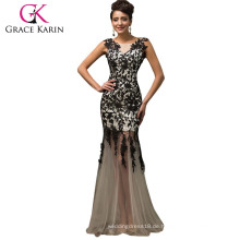 Neue Ankunfts-Anmut Karin Sleeveless Art- und Weisespitze-rotes schwarzes Nixe-Abschlussball-Kleid CL007588-1